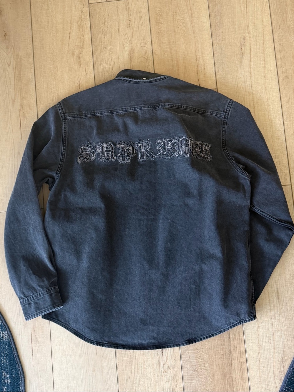 Supreme Denim long sleeve Button down shirt color Black size Large